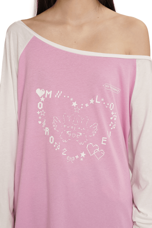Bunny Emoticon Off - Shoulder Linen Tee - COPPING THREADS - MOROMORO