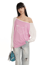Bunny Emoticon Off - Shoulder Linen Tee - COPPING THREADS - MOROMORO