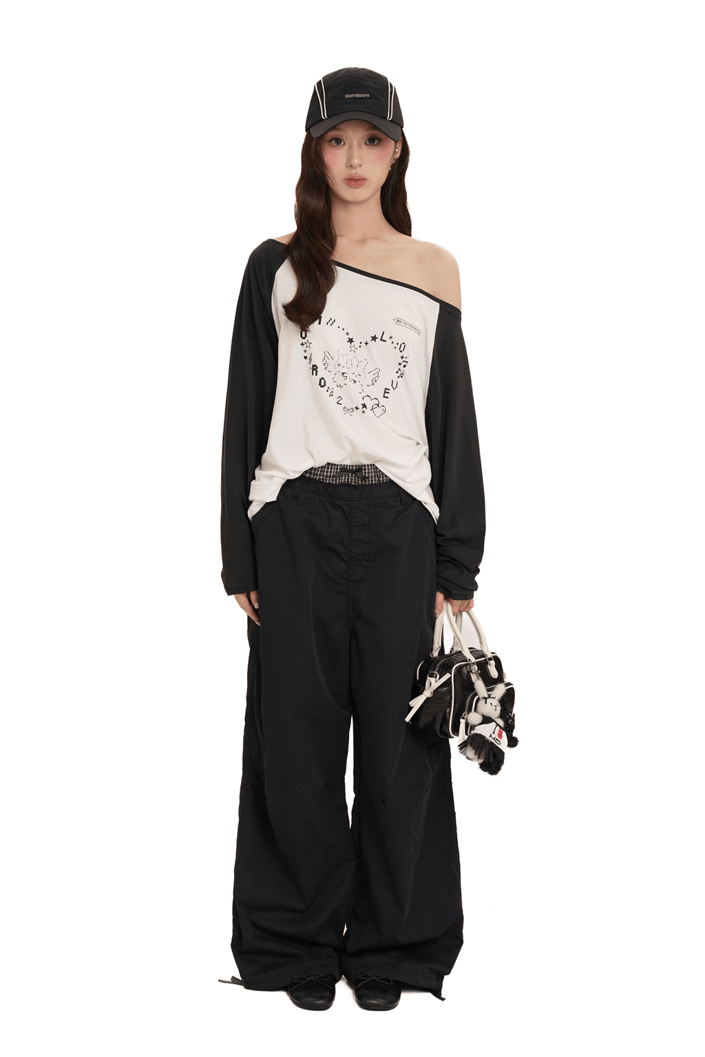 Bunny Emoticon Off - Shoulder Linen Tee - COPPING THREADS - MOROMORO