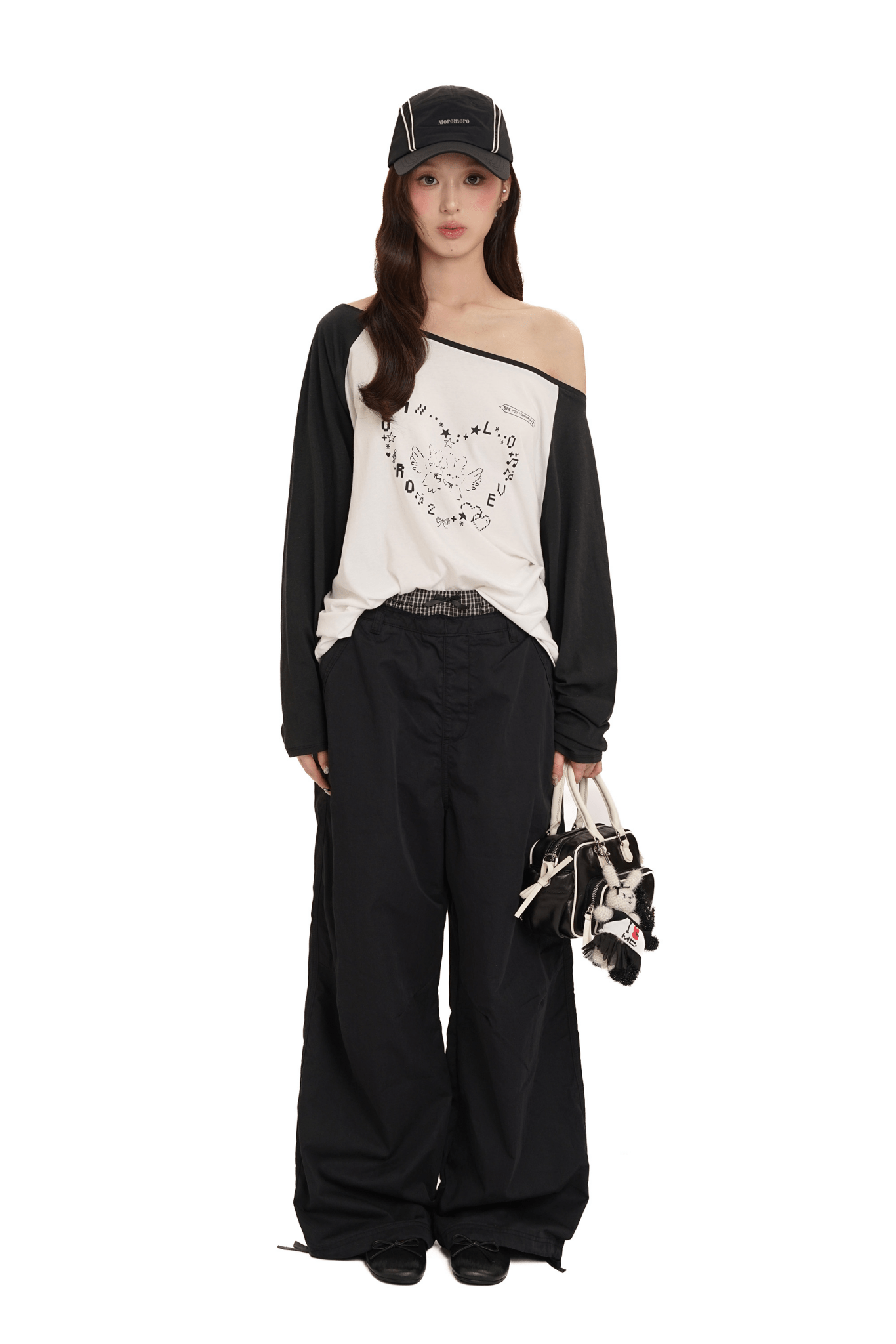 Bunny Emoticon Off - Shoulder Linen Tee - COPPING THREADS - MOROMORO