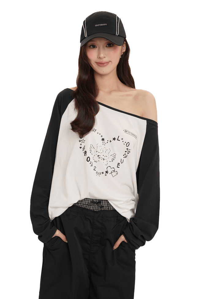 Bunny Emoticon Off - Shoulder Linen Tee - COPPING THREADS - MOROMORO Hover Image