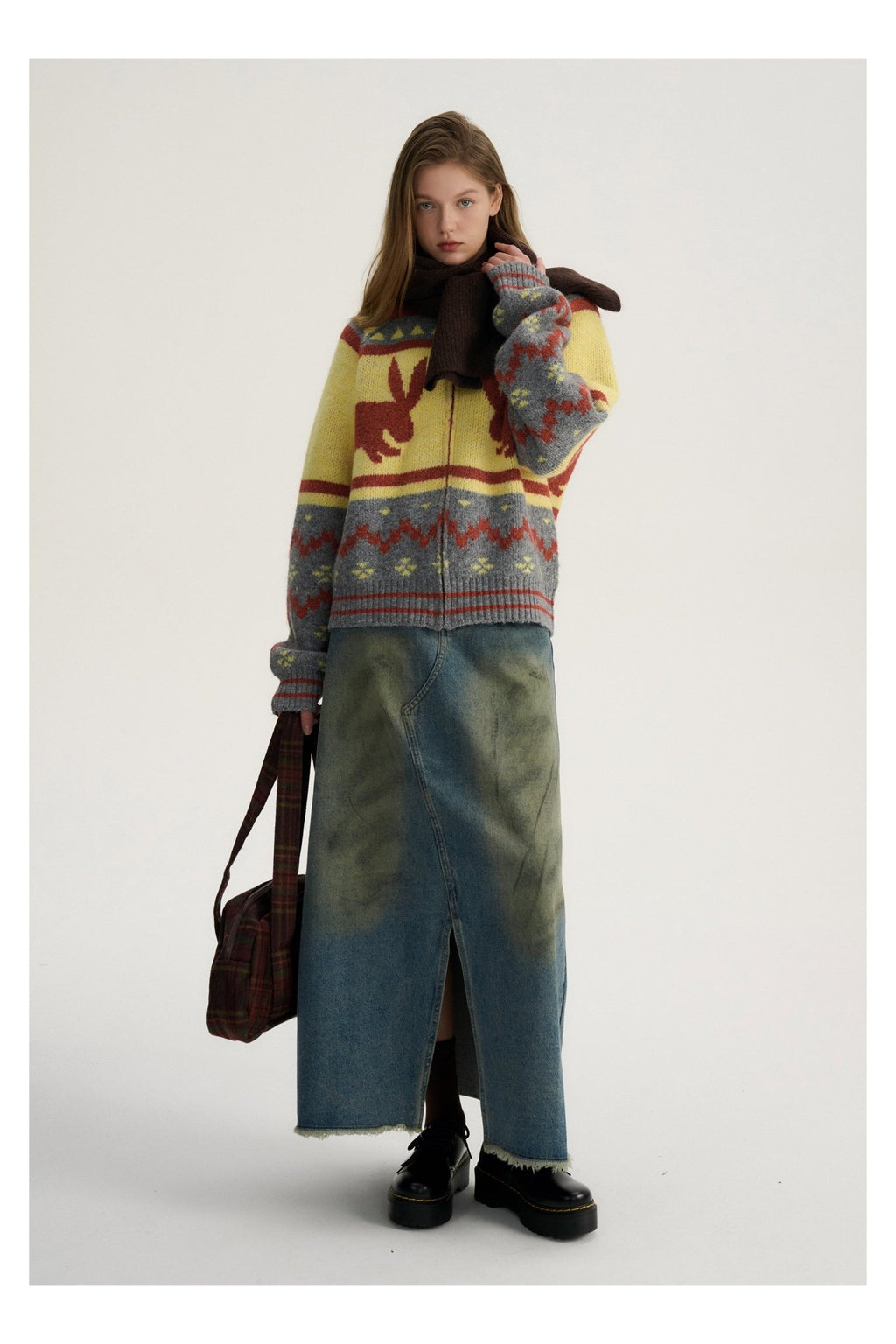 Bunny Jacquard Knit Cardigan Fair Isle Sweater - COPPING THREADS - CT Select