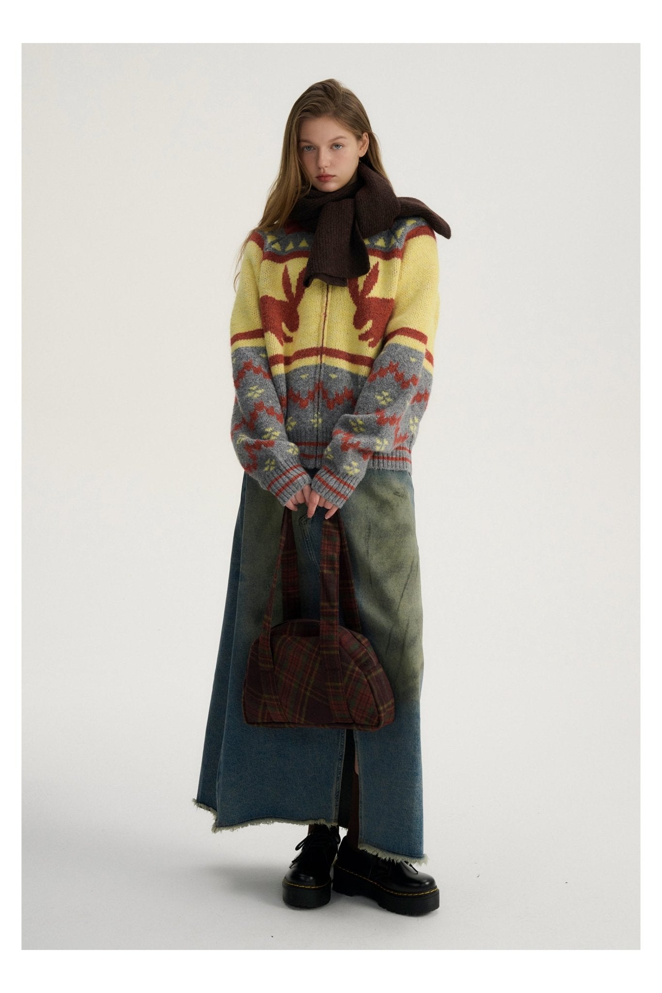 Bunny Jacquard Knit Cardigan Fair Isle Sweater - COPPING THREADS - CT Select