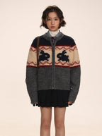 Bunny Jacquard Knit Cardigan Jumper - COPPING THREADS - MOROMORO