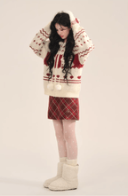 Bunny Pattern Hooded Zip - Up Knit Sweater - COPPING THREADS - CT Select