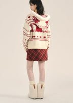 Bunny Pattern Hooded Zip - Up Knit Sweater - COPPING THREADS - CT Select
