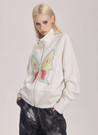 Butterfly Applique Turtleneck Zip - Up Cardigan - COPPING THREADS - ARTMONSTER
