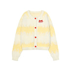 Butterfly Bow Ombre Stripe Fuzzy Knit Cardigan - COPPING THREADS - CHICISLAND