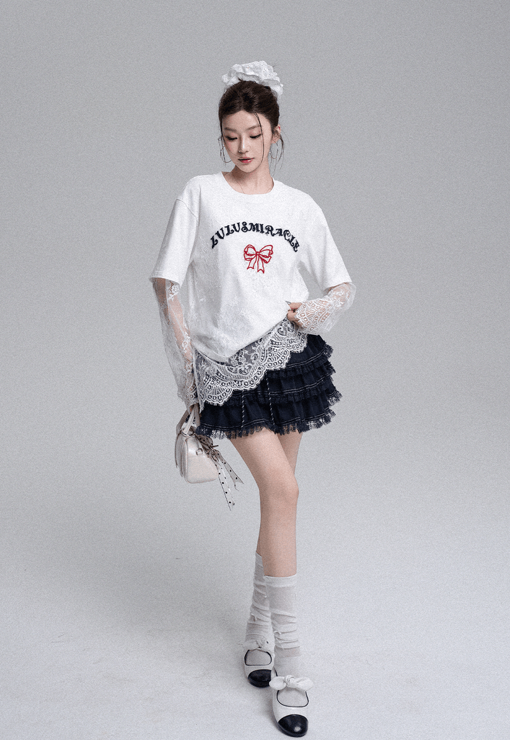 Butterfly Effect Lace Layered T-Shirt & Ruffle Skirt Set - COPPING THREADS - LulusMiracle