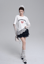 Butterfly Effect Lace Layered T-Shirt & Ruffle Skirt Set - COPPING THREADS - LulusMiracle