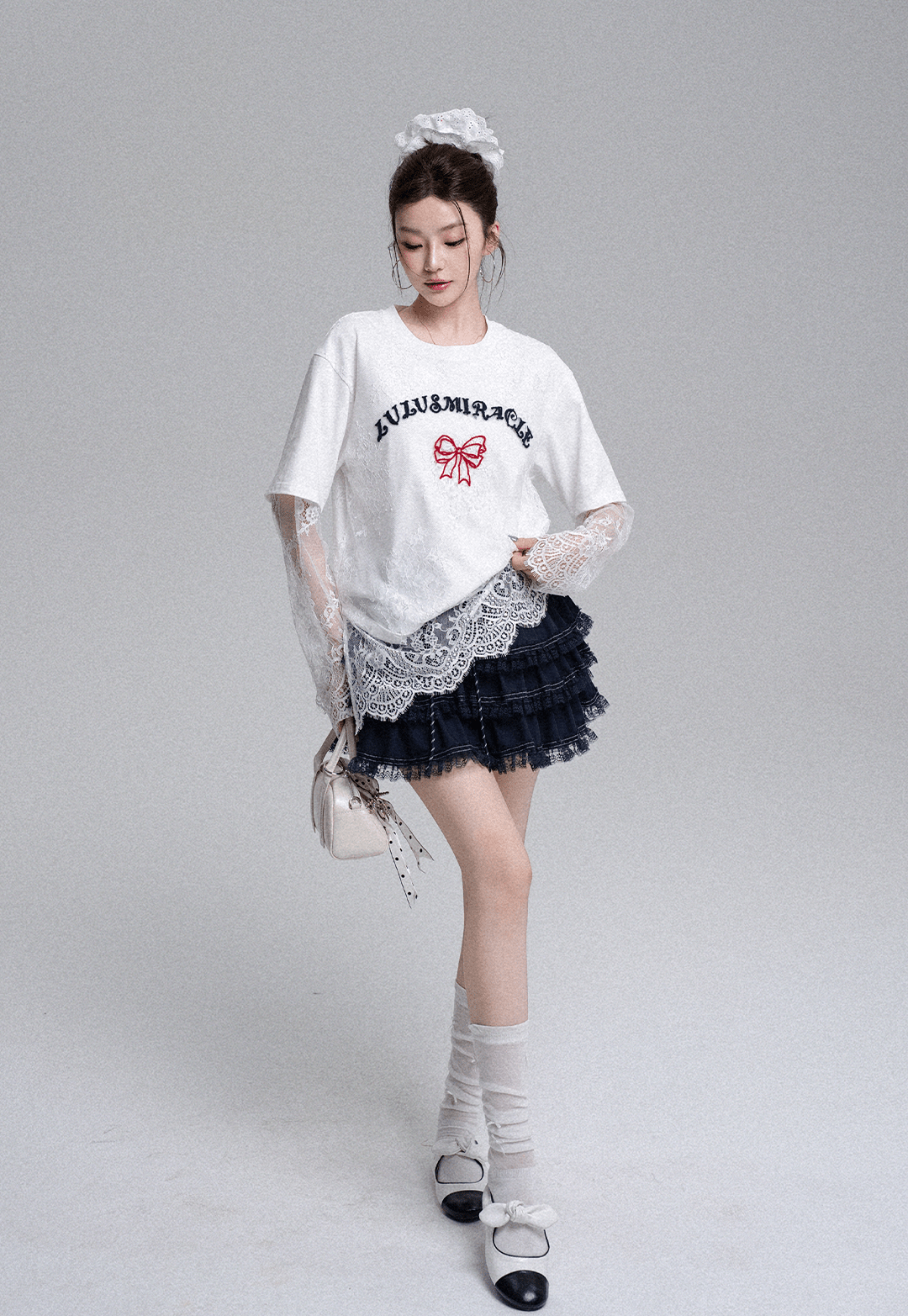 Butterfly Effect Lace Layered T-Shirt & Ruffle Skirt Set - COPPING THREADS - LulusMiracle