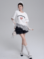 Butterfly Effect Lace Layered T-Shirt & Ruffle Skirt Set - COPPING THREADS - LulusMiracle