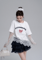Butterfly Effect Lace Layered T-Shirt & Ruffle Skirt Set - COPPING THREADS - LulusMiracle