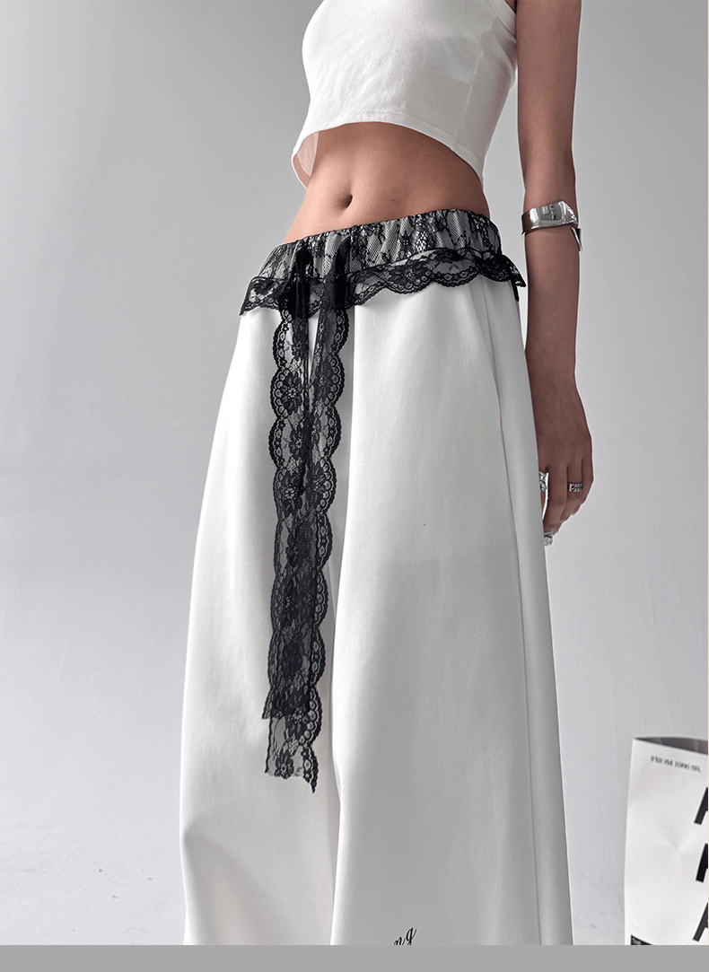 Butterfly Embroidered Lace - Trim Wide Leg Pants - COPPING THREADS - CT Select