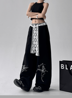 Butterfly Embroidered Lace - Trim Wide Leg Pants - COPPING THREADS - CT Select