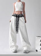 Butterfly Embroidered Lace - Trim Wide Leg Pants - COPPING THREADS - CT Select