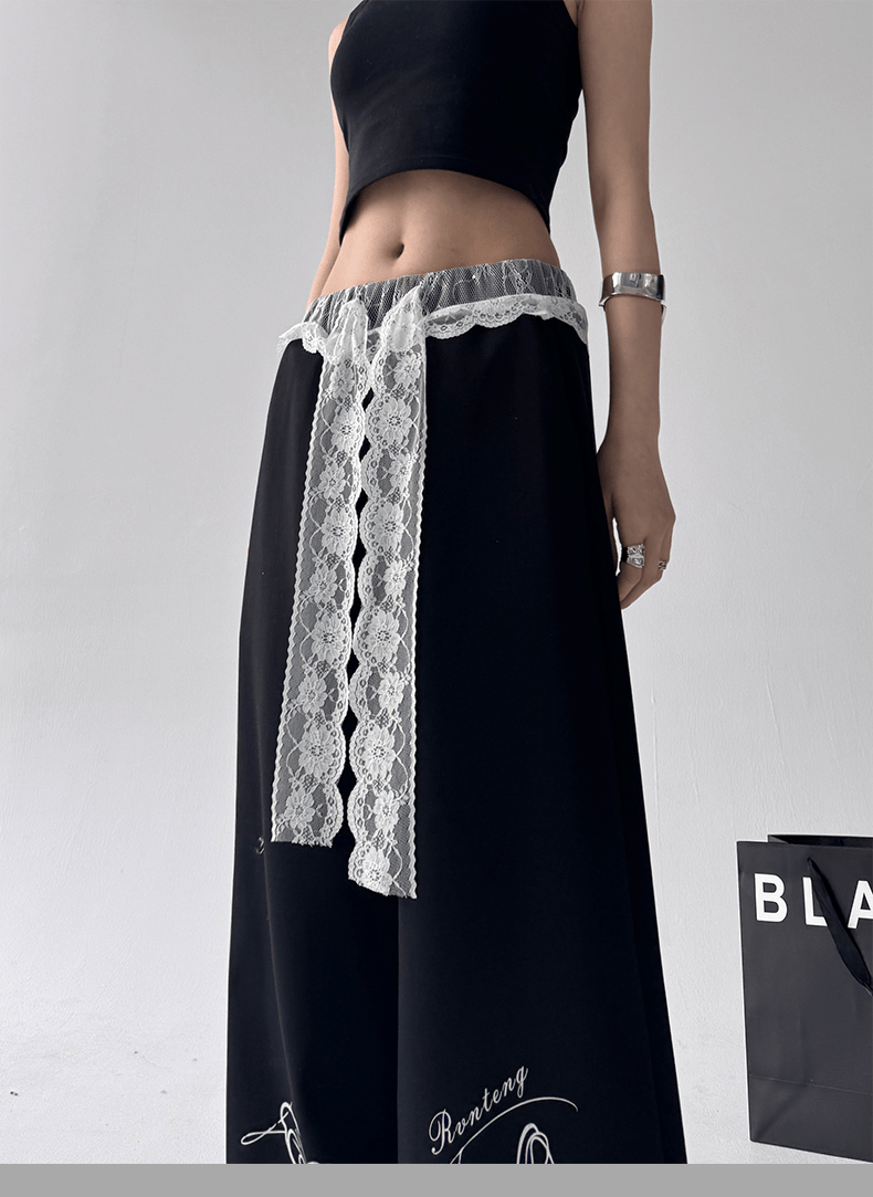 Butterfly Embroidered Lace - Trim Wide Leg Pants - COPPING THREADS - CT Select