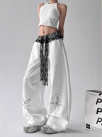 Butterfly Embroidered Lace - Trim Wide Leg Pants - COPPING THREADS - CT Select