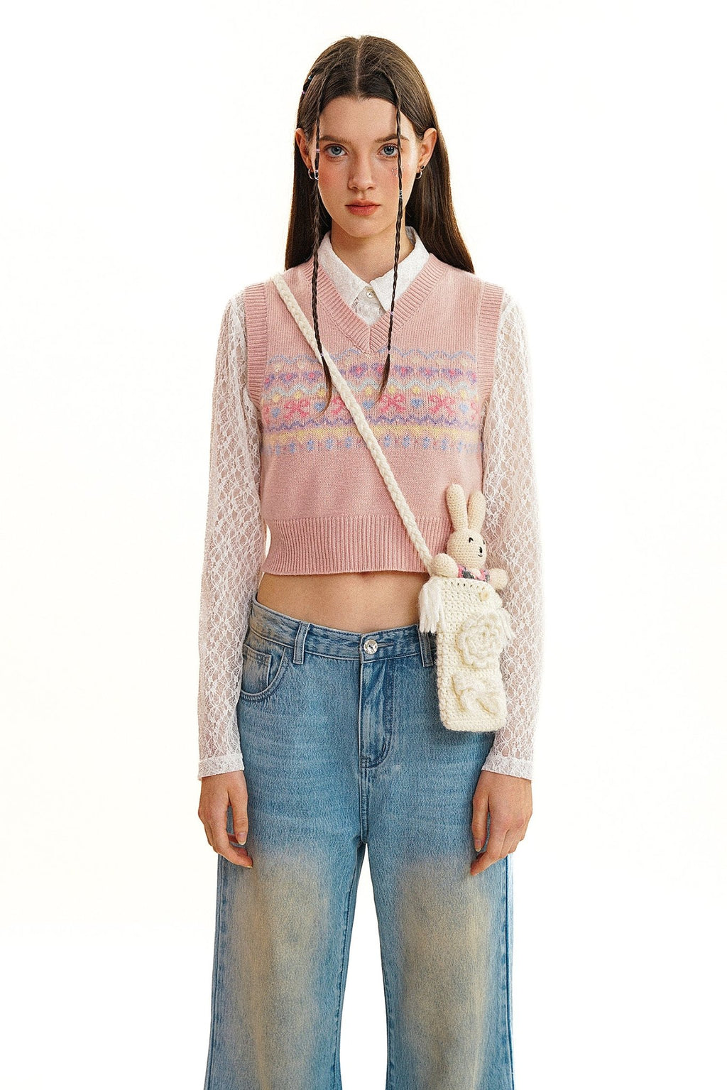 Butterfly Pattern V - Neck Knit Vest - COPPING THREADS - MOROMORO