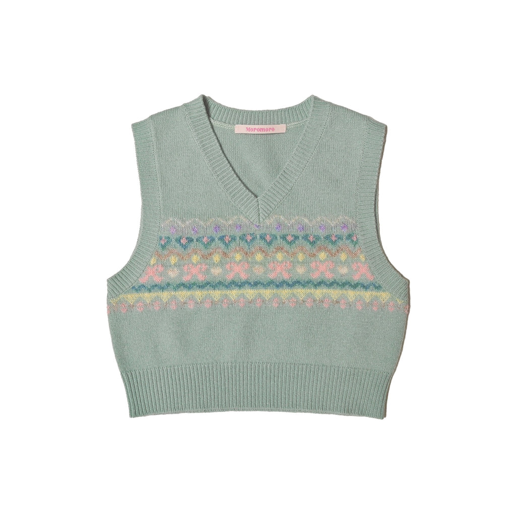 Butterfly Pattern V - Neck Knit Vest - COPPING THREADS - MOROMORO
