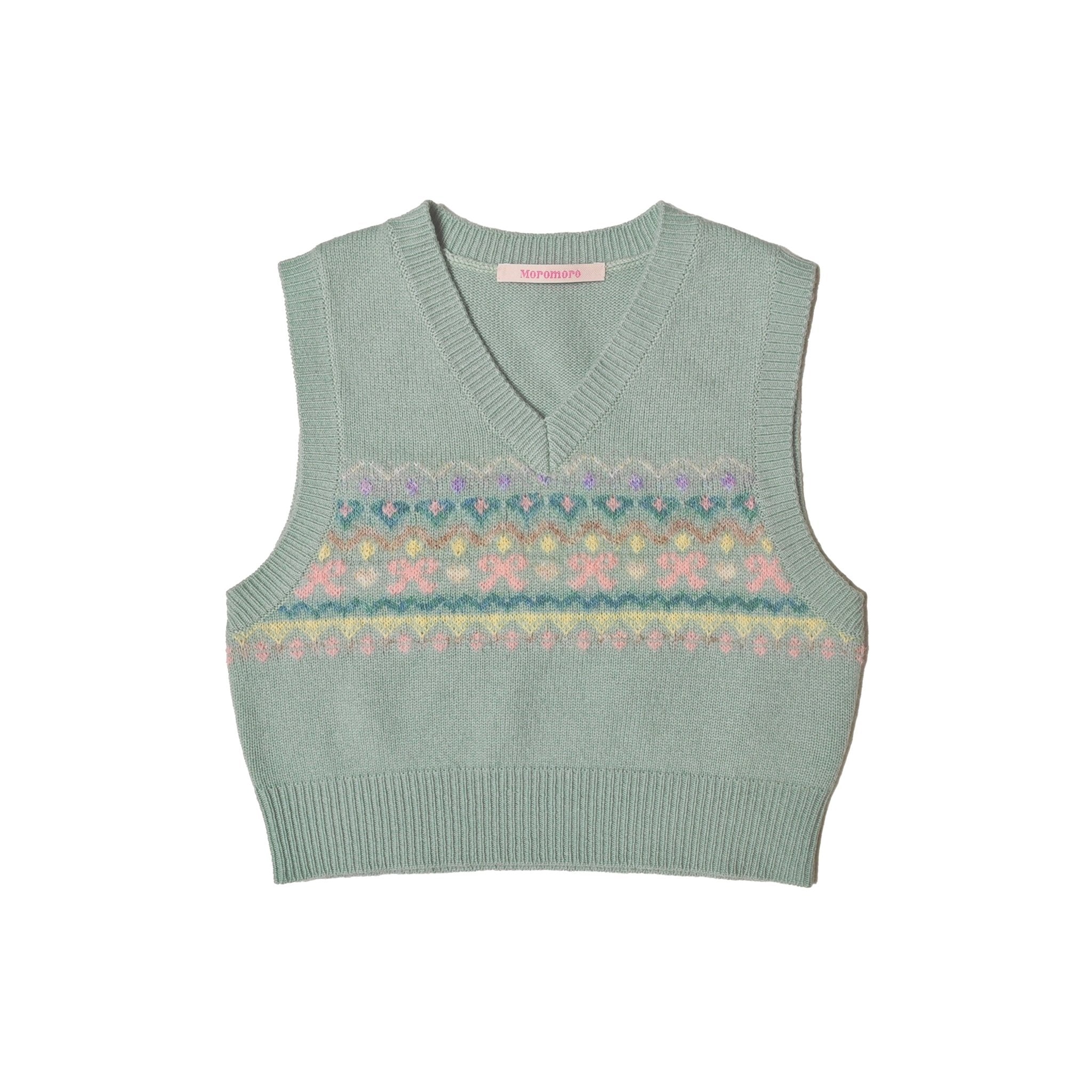 Butterfly Pattern V - Neck Knit Vest - COPPING THREADS - MOROMORO