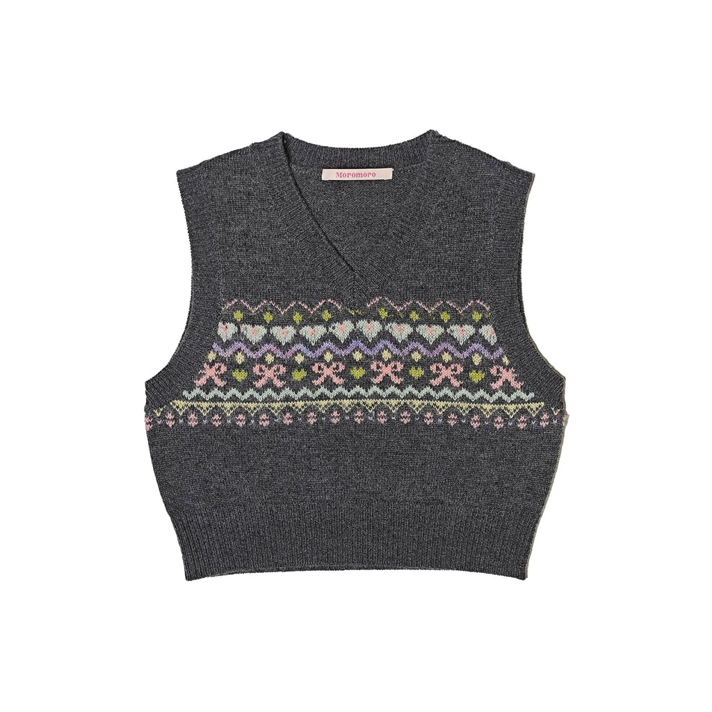 Butterfly Pattern V - Neck Knit Vest - COPPING THREADS - MOROMORO
