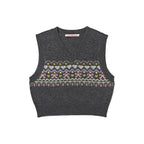 Butterfly Pattern V - Neck Knit Vest - COPPING THREADS - MOROMORO