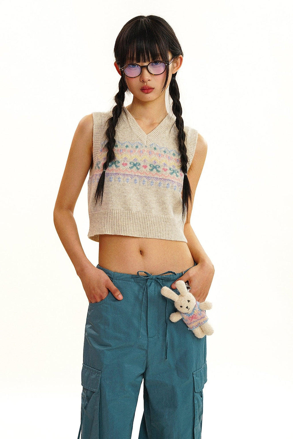 Butterfly Pattern V - Neck Knit Vest - COPPING THREADS - MOROMORO