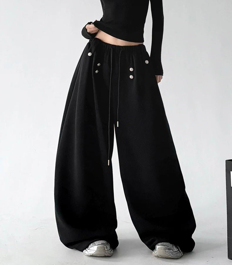Button-Detail Wide-Leg Sweatpants - COPPING THREADS - CT ORIGINALS