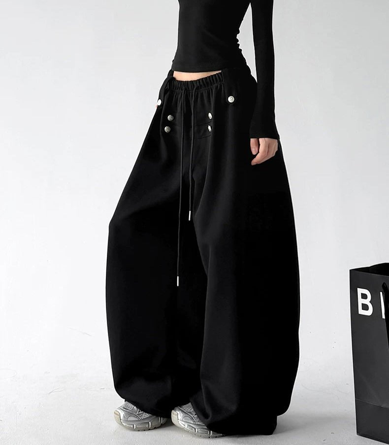 Button-Detail Wide-Leg Sweatpants - COPPING THREADS - CT ORIGINALS