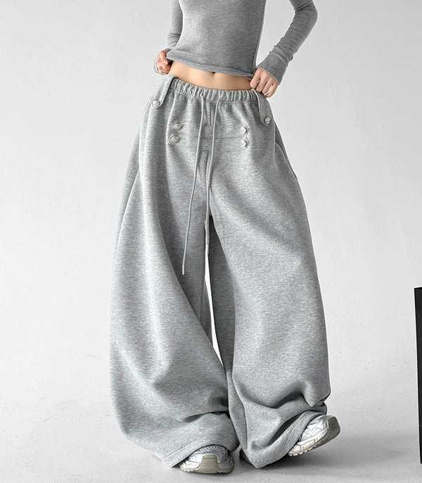 Button-Detail Wide-Leg Sweatpants - COPPING THREADS - CT ORIGINALS