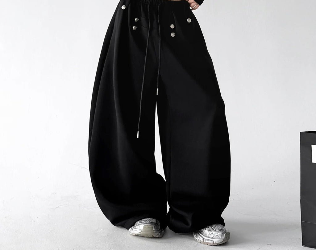 Button-Detail Wide-Leg Sweatpants - COPPING THREADS - CT ORIGINALS