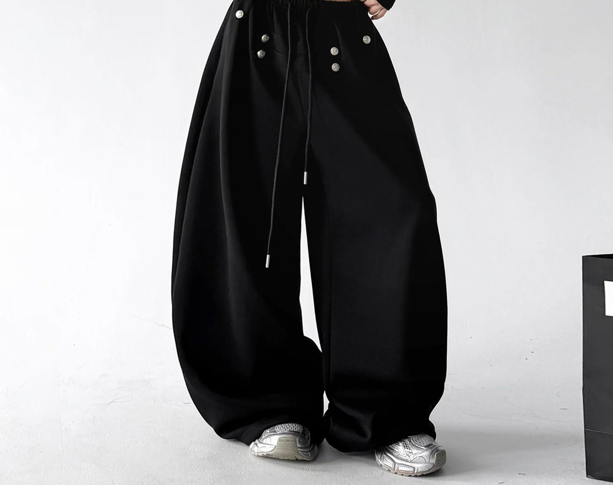 Button-Detail Wide-Leg Sweatpants - COPPING THREADS - CT ORIGINALS