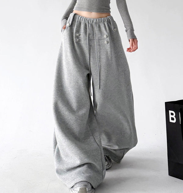 Button-Detail Wide-Leg Sweatpants - COPPING THREADS - CT ORIGINALS