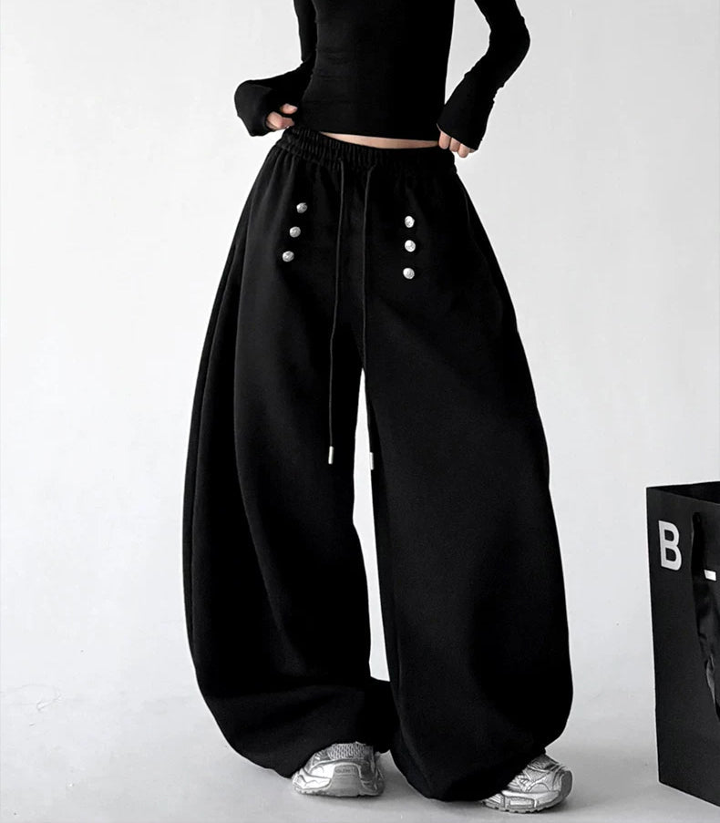 Button-Front Wide-Leg Sweatpants - COPPING THREADS - CT ORIGINALS