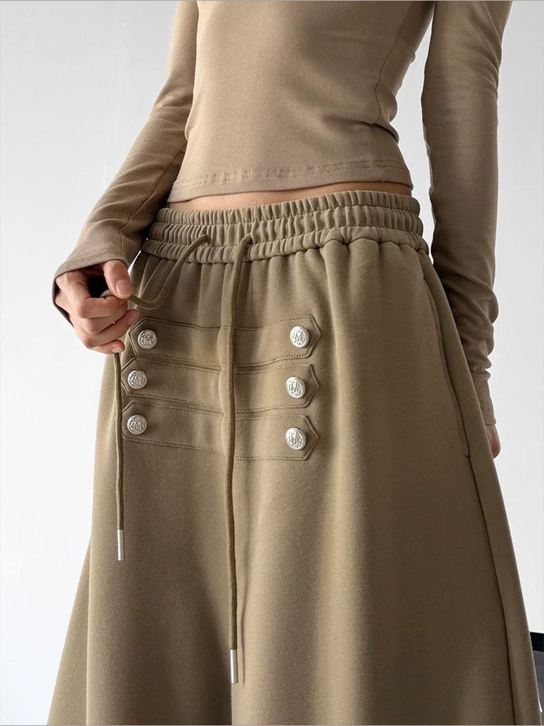 Button-Front Wide-Leg Sweatpants - COPPING THREADS - CT ORIGINALS