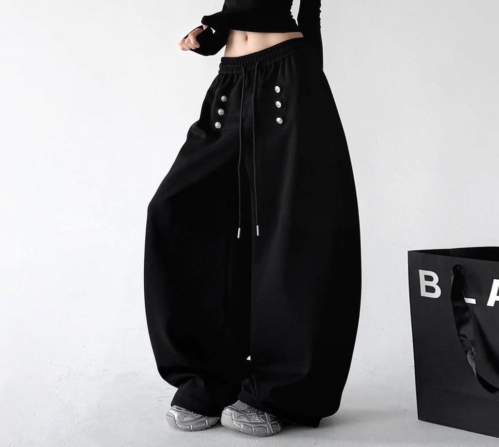 Button-Front Wide-Leg Sweatpants - COPPING THREADS - CT ORIGINALS