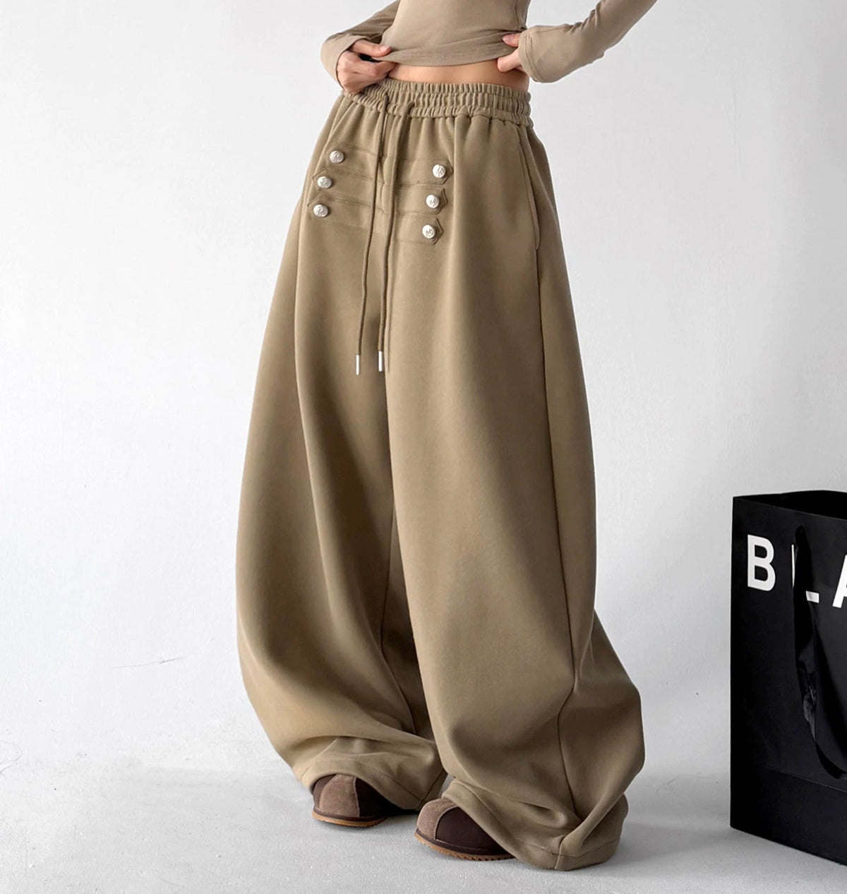 Button-Front Wide-Leg Sweatpants - COPPING THREADS - CT ORIGINALS Main image