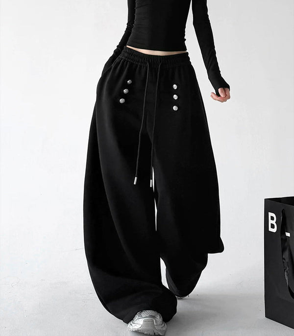 Button-Front Wide-Leg Sweatpants - COPPING THREADS - CT ORIGINALS