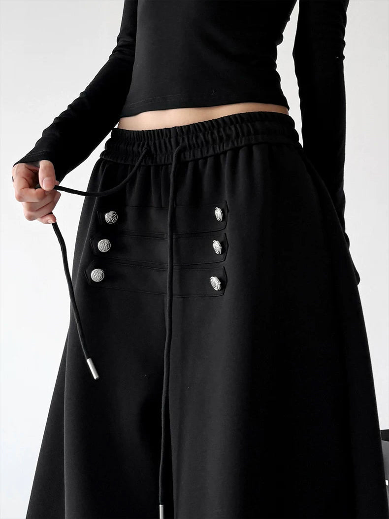 Button-Front Wide-Leg Sweatpants - COPPING THREADS - CT ORIGINALS