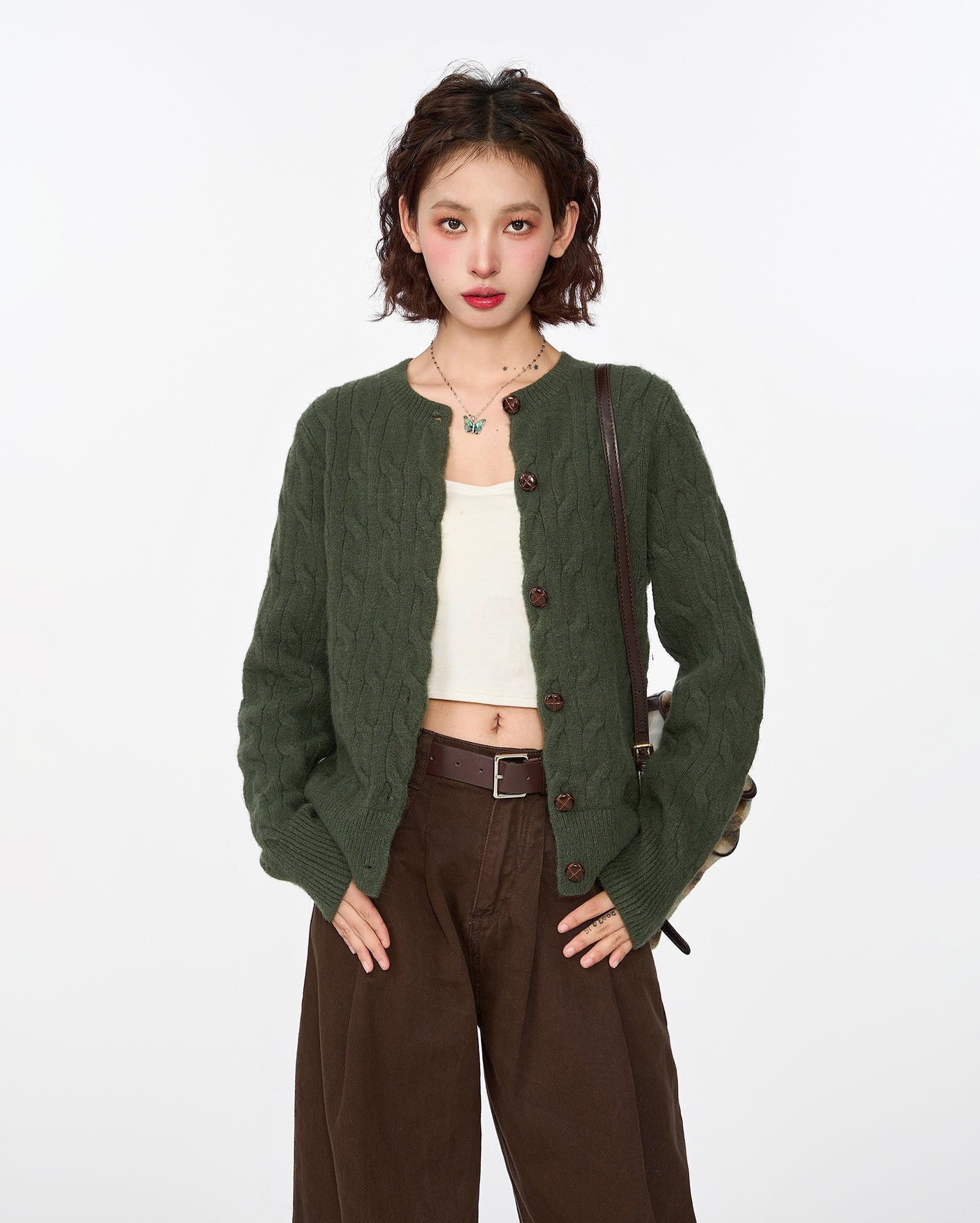 Button - Up Cable Knit Cardigan - COPPING THREADS - CT Select