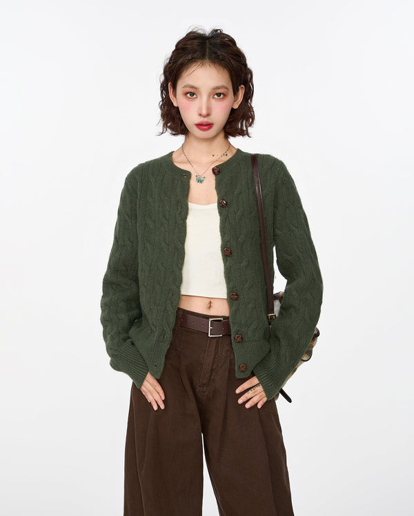 Button - Up Cable Knit Cardigan - COPPING THREADS - CT Select