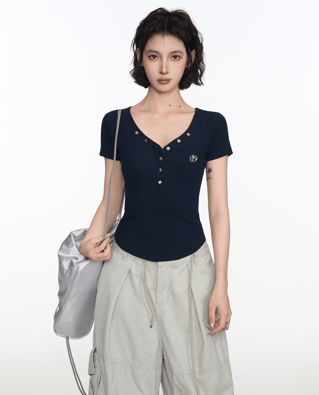 Button V - Neck Fitted Tee - COPPING THREADS - CT Select