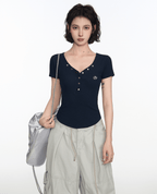 Button V - Neck Fitted Tee - COPPING THREADS - CT Select