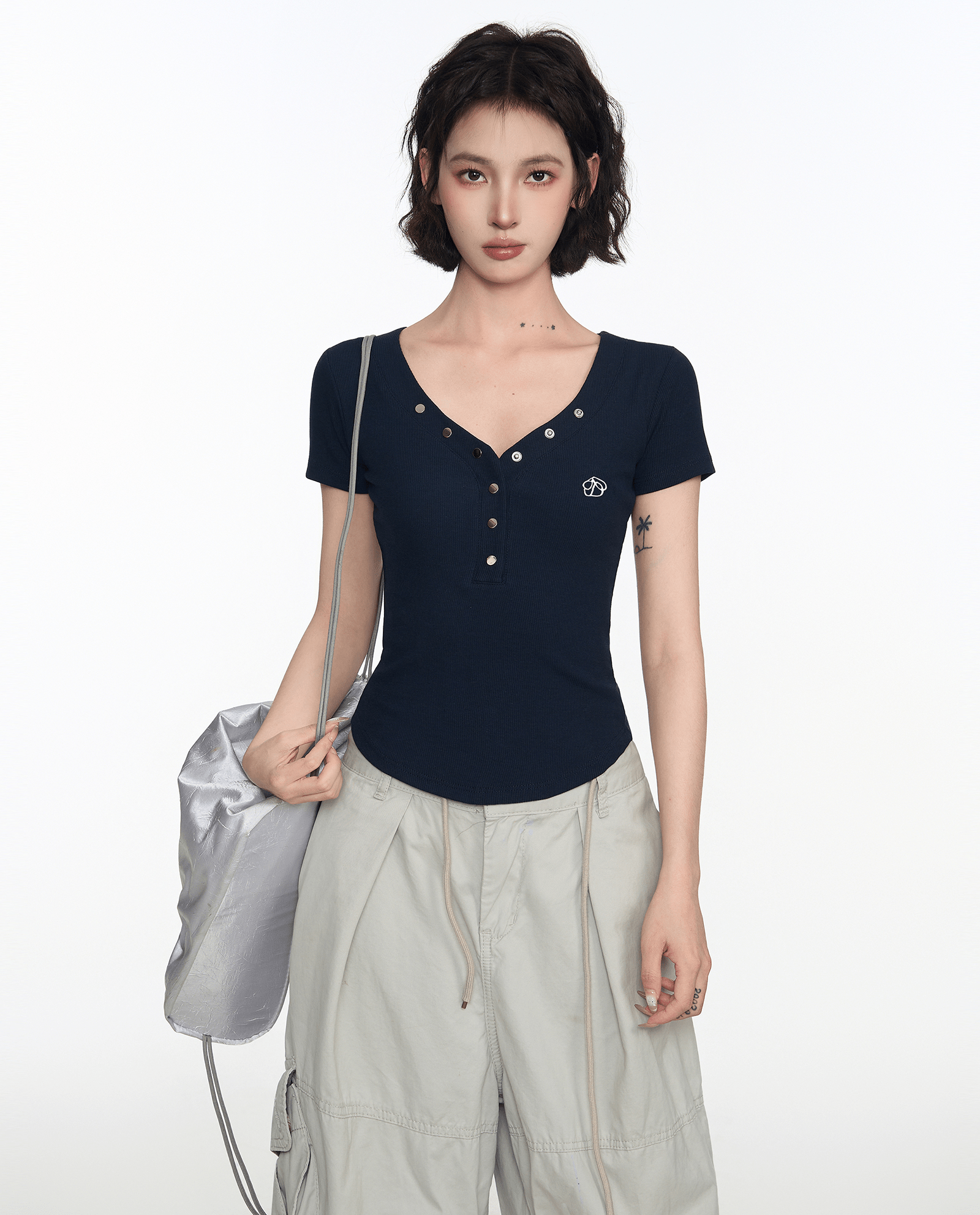 Button V - Neck Fitted Tee - COPPING THREADS - CT Select