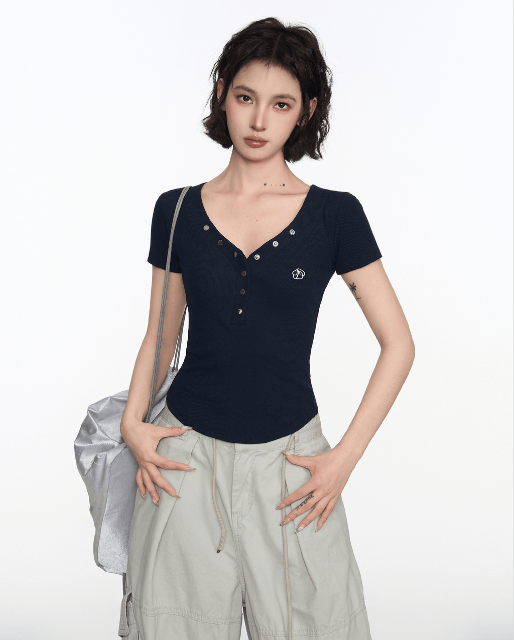 Button V - Neck Fitted Tee - COPPING THREADS - CT Select