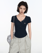 Button V - Neck Fitted Tee - COPPING THREADS - CT Select