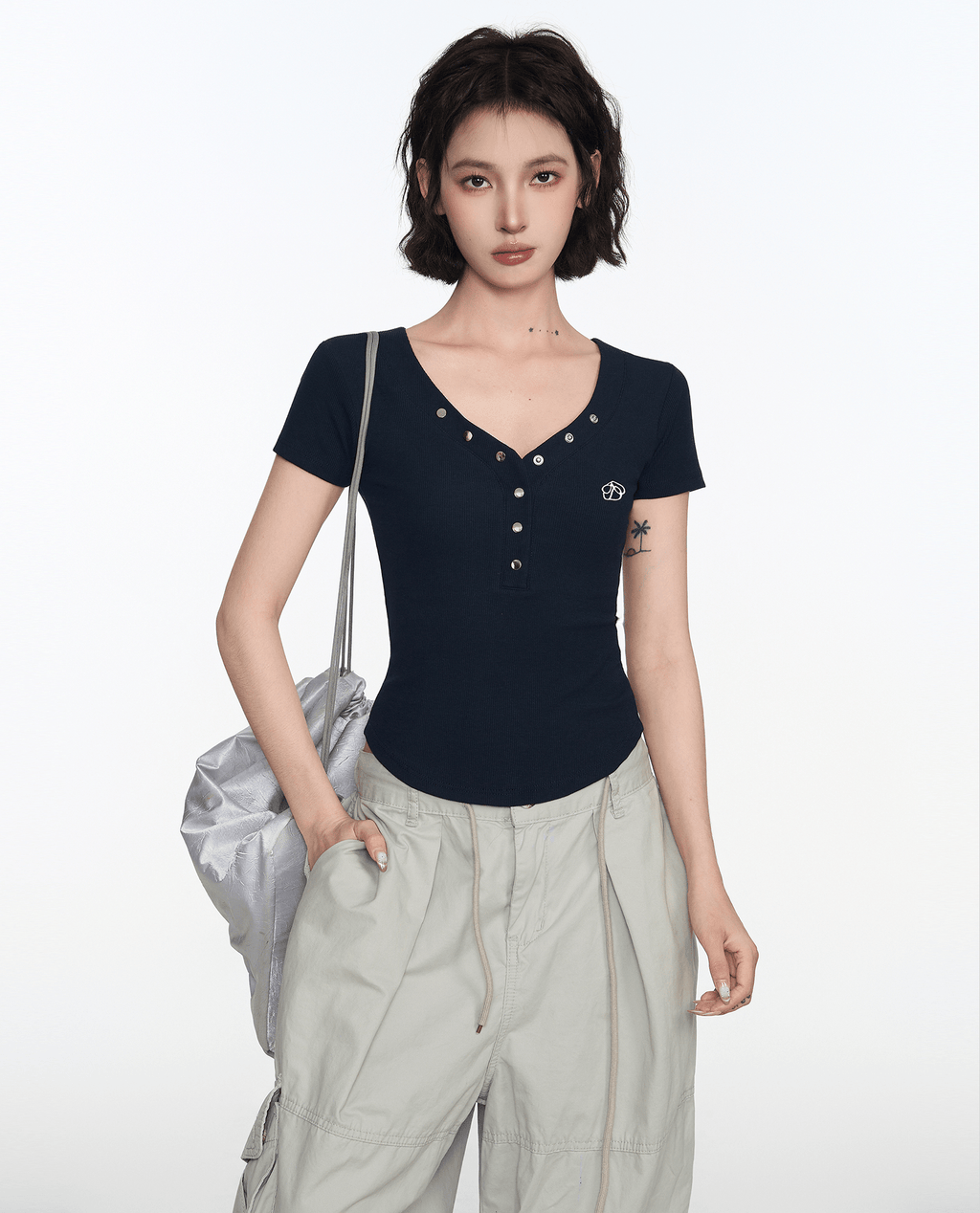 Button V - Neck Fitted Tee - COPPING THREADS - CT Select