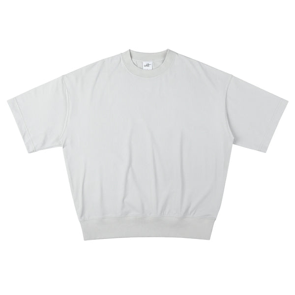 IDLT short sleeve sweatshirt, light gray front.