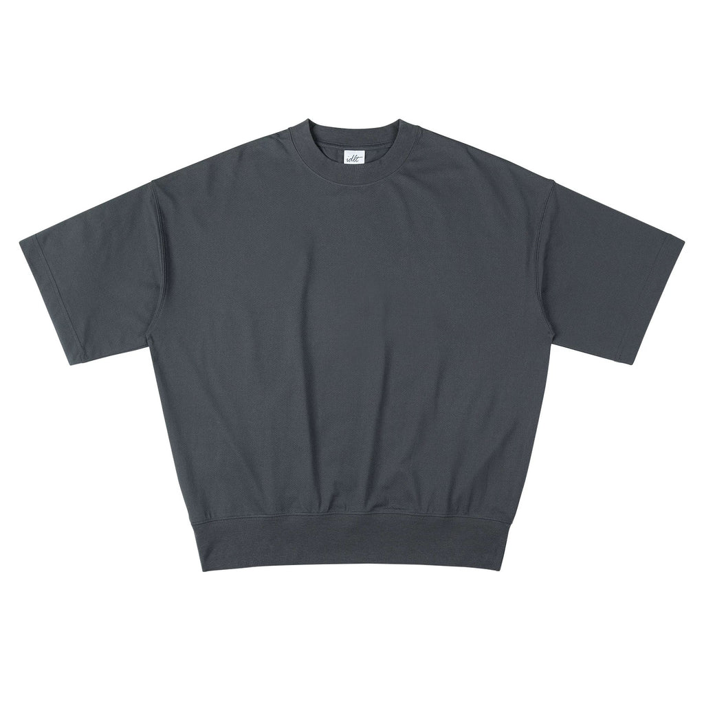 IDLT short sleeve sweatshirt, dark gray front.
